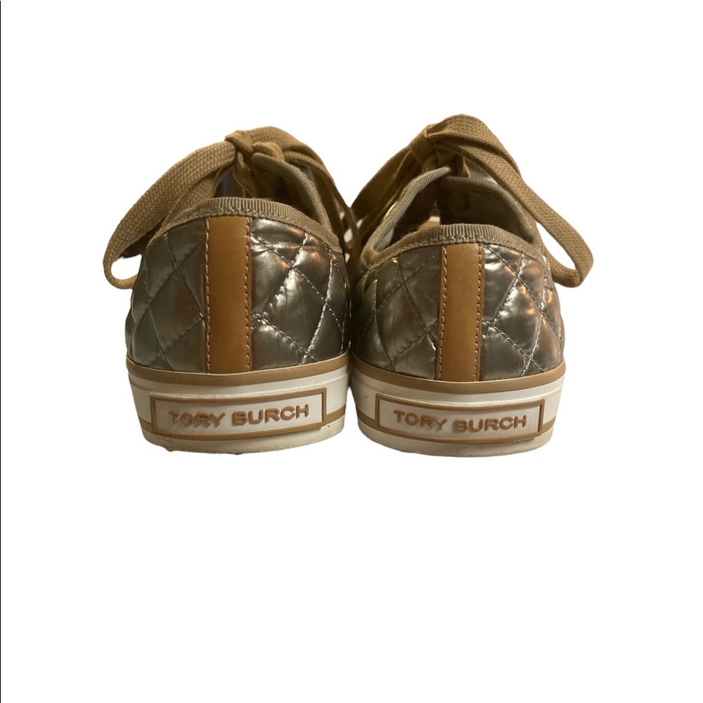 Womens Tory Burch Metallic Gold Caspe Quilted Sneaker shoes - size 8.5 - Picture 4 of 7
